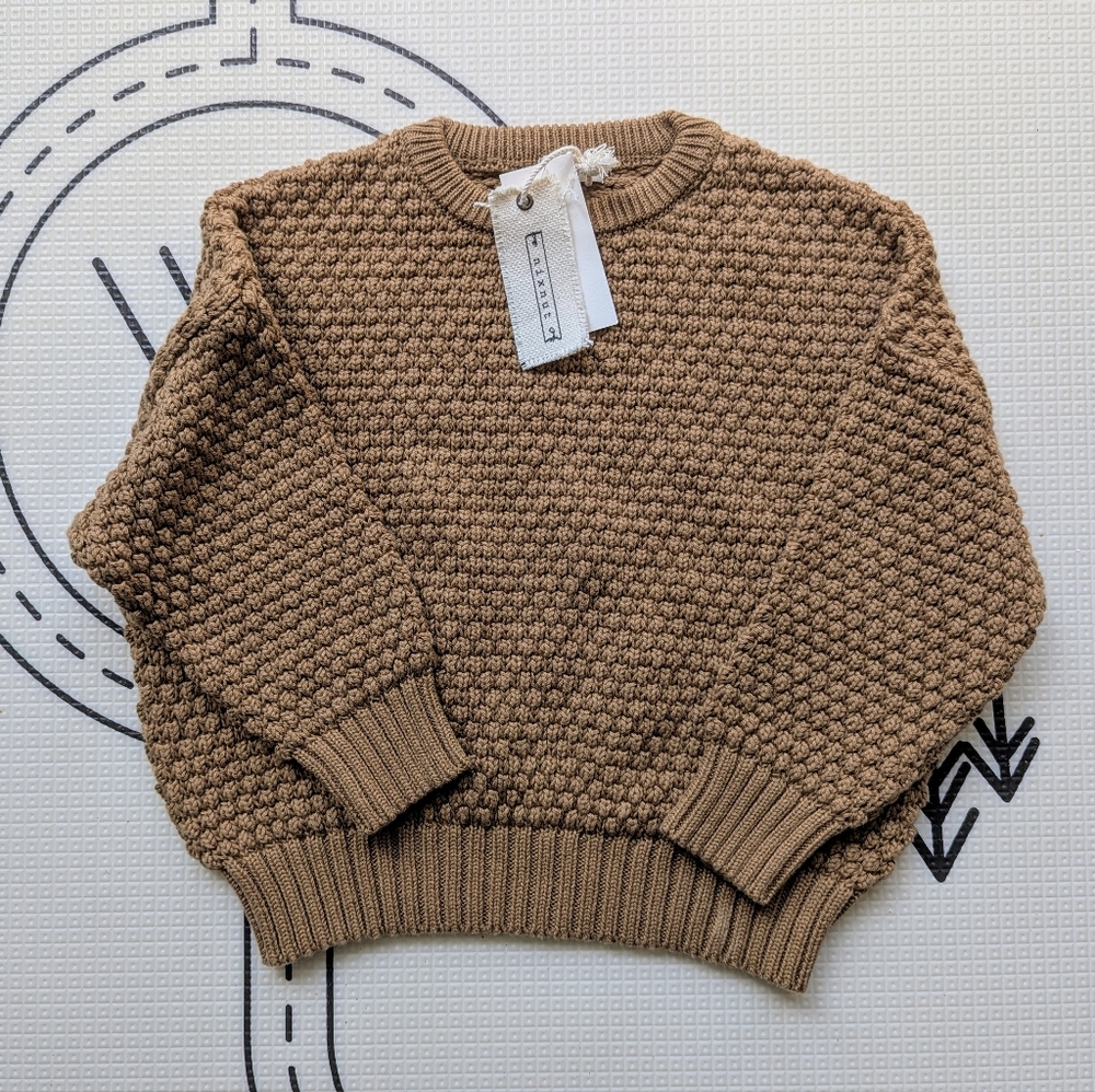 nixnut | Baby Brown Chunky Crew Neck Sweater, 86/92 (2T)